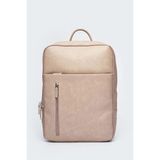 Deridense Organizer Laptop Premium Vegan Deri Sırt Laptop Çantası Unisex Bej