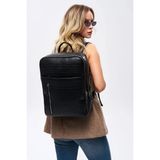 Deridense Organizer Laptop Premium Vegan Deri Sırt Laptop Çantası Unisex Crazy Kroko - 008 - Black