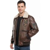 Deriderim Kahverengi Hakiki Deri Yamalı Erkek Bomber Mont Aviator 32 Özellikli Tasarım - 58