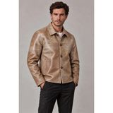 Deriderim Theo Erkek Vintage Eskitme Camel Hakiki Deri Ceket - 50