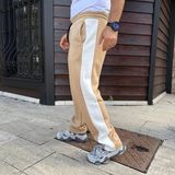 Deridün Yıldız Shoes Erkek Üç Iplik Kışlık Pamuklu Yandan Garneli Kalın Şeritli Cepli Eşofman Altı - Bej