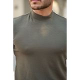 Deridün Yıldız Shoes Erkek Yarım Balıkçı Yaka Kısa Kollu T-Shirt - Haki - XL