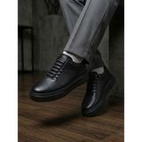Derify Hakiki Deri Beyaz Erkek Casual Ayakkabı – Ortopedik, Ultra Rahat, Akıllı Bağcık, Günlük Sneaker - Siyah-002