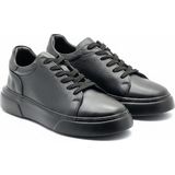Derify Hakiki Deri Beyaz Erkek Spor Ayakkabı Ortopedik, Hafif ve Rahat Tabanlı, Şık & Trend Günlük Sneaker - Siyah-002