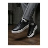 Derify Hakiki Deri Siyah Erkek Casual Ayakkabı – Ortopedik, Ultra Rahat, Akıllı Bağcık, Günlük Sneaker