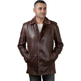 Derije Alanzo Hakiki Deri Erkek Kürklü Kestane Karartma Kaban - 2XL