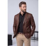 Derije Diego Hakiki Kuzu Deri Erkek Kahverengi Blazer Ceket