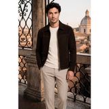 Derije Kane Hakiki Süet Deri Kahve Erkek Mont – Modern Regular Fit, Yumuşak Dokulu Premium Ceket - XL