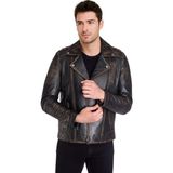 Derije Modric Hakiki Deri Erkek Vintage Eskitme Biker Motorcu Tarzı Mont - 2XL
