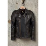Derije Modric Hakiki Deri Erkek Vintage Eskitme Biker Motorcu Tarzı Mont - 3XL
