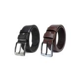Derikem 2'li Erkek %100 Hakiki Manda Derisi Siyah Tokalı Erkek Kot Kemeri 4,5 cm Siyah-Kahverengi - 125 cm - Siyah - Kahverengi