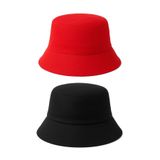 Derikem 2'li Yazlık Kumaş Kova Şapka, Erkek Kadın Düz Balıkçı Bucket Şapka, Unisex Kırmızı-siyah SİYAH-KIRMIZI Standart