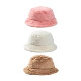 Derikem 3 Adet Şık Kadın Peluş Kova Balıkçı Bucket Kışlık Şapka 3'lü TOZ PEMBE-BEYAZ-CAMEL Standart