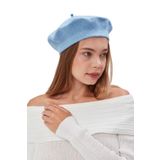 derikem (795) Kep Kadın Sanatçı Ressam Şapkası Klasik Fransız Bere Moda Sanatçı Şapkası Bere Keçe Fransız Şapka BEBE MAVİSİ Standart