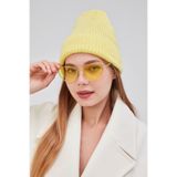 Derikem Basic Şık Standart Lüks Unisex Tiftik Bere LİMON SARISI Standart