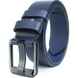 Derikem Erkek %100 Hakiki Deri Siyahaçma Borulu 4,5 cm Kot Kemeri Lacivert - 125 cm