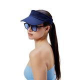 Derikem Kadın Basic Cırtcırtlı Ayarlanabilir Tenisçi Vizör Golf Şapkası Güneş Koruyucu Siperlik Lacivert Standart
