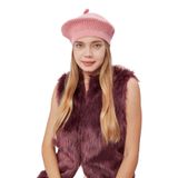 Derikem Kadın Kışlık Şık Fransız Ressam Düz Örgü Bere Şapka PEMBE Standart