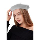 Derikem Kadın Sanatçı Ressam Şapkası Klasik Fransız Bere Moda Sanatçı Şapkası Keçe Fransız Şapka GRİ Gri Standart