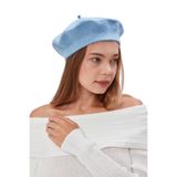 Derikem Kep Kadın Sanatçı Ressam Şapkası Klasik Fransız Bere Moda Sanatçı Şapkası Bere Keçe Fransız Şapka - Standart - Bebe Mavisi