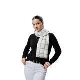 DERIKEM Kış Sezonu Ekose Desenli Şal, Çok Renkli Yumuşak Dokulu, Saçaklı, Kadın Moda Aksesuar (Ekru)
