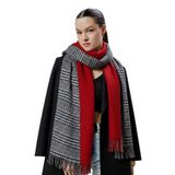 DERIKEM Kış Sezonu Ekose Desenli Şal, Çok Renkli Yumuşak Dokulu, Saçaklı, Kadın Moda Aksesuar (Kırmızı)