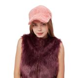 Derikem Kışlık Tüylü Kadın Peluş Kep Şapka Bezbol Standart Şapka PEMBE Standart