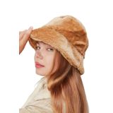 Derikem Peluş Bucket Kadın Balıkçı Şapkası Yumuşak Ve Tüylü Kadın Şapkası CAMEL Standart