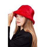 Derikem Peluş Bucket Kadın Balıkçı Şapkası Yumuşak Ve Tüylü Kadın Şapkası Kırmızı KIRMIZI Standart