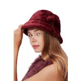 Derikem Peluş Bucket Kadın Balıkçı Şapkası Yumuşak ve Tüylü Kadın Şapkası - Standart - Bordo