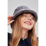 Derikem Peluş Bucket Kadın Balıkçı Şapkası Yumuşak ve Tüylü Kadın Şapkası - Standart - Gri