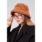 Derikem Peluş Bucket Kadın Balıkçı Şapkası Yumuşak ve Tüylü Kadın Şapkası - Standart - Vizon
