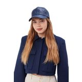 Derikem%100 Deri Kışlık Unisex Beyzbol Şapka LACİVERT Standart