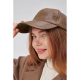 Derikem%100 Hakiki Deri Unisex Ayarlanabilir Şapka Cap Fındık Açık Kahverengi Standart
