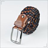 Derimo Leather Derimoshop Deri Örgü Kemer - 2XL - Lacivert - Taba