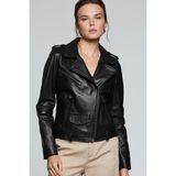 Derimod 19WGM5794U4 Egoist Kadın Siyah Biker Deri Ceket
