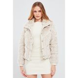 Derimod 22WGD5019FF Melrose Kadın Beyaz Teddy Deri Mont