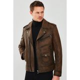 Derimod 23WGD6490M5 Carter Erkek Kahverengi Biker Deri Mont