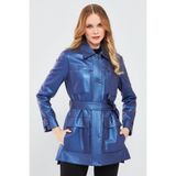 Derimod 24SGD59431T Anastasia Kadın Lacivert Metalik Deri Kaban