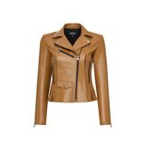 Derimod 25SGD5106U4 Bella Kadın Camel Biker Kısa Deri Ceket