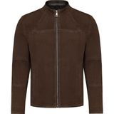 Derimod 25SGD640210 Neymar Sarı Erkek Kestane Hakim Yaka Slim-Fit Süet Deri Ceket
