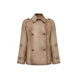 Derimod 25SGE5626NC Estel Kadın Bej Kruvaze Yaka Oversize Deri Ceket