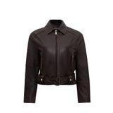 Derimod 25WGD5607VD Love Kadın Kahverengi Gömlek Yaka Vintage Oversize Deri Ceket