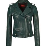 Derimod 25WGM57941M Egoist Kadın Yeşil Kısa Biker Deri Ceket