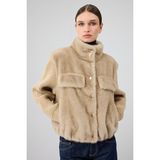 Derimod 25WGP5312FX Cortina Hardal Kadın Bej Kısa Teddy Mont