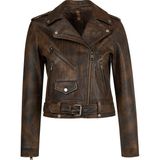 Derimod 26SGD5983VD Newage Kadın Kahverengi Slim-Fit Biker Deri Ceket