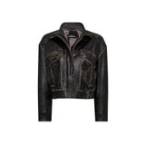 Derimod Anita Kadın Kahverengi Oversize Vintage Deri Mont, XL Beden