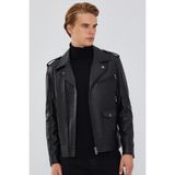 Derimod Carter 23WGD6490R3 Erkek Siyah Biker Deri Mont