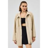 Derimod Dalida Kadın Krem Oversize Deri Ceket 24WGD5212U4 - Bej - XL