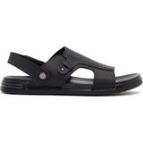 Derimod Erkek Siyah Nubuk Deri Sandalet 26SFD6259V3